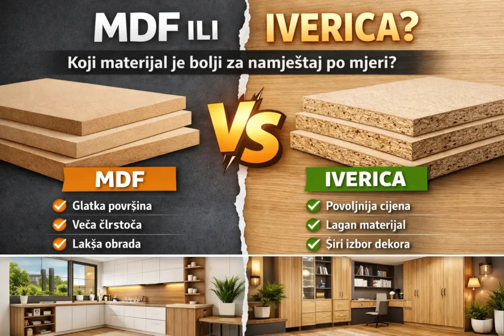 MDF ili iverica poređenje materijala za namještaj po mjeri